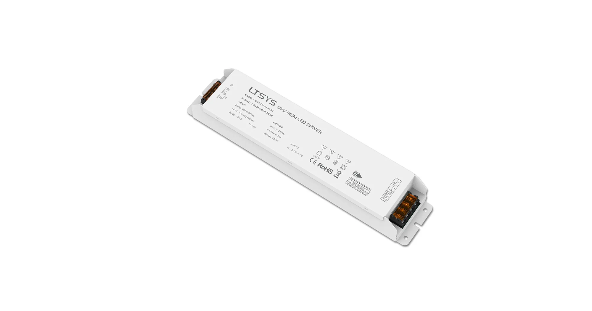 DMX-150-24-F1M1  DMX512/Push Dim PWM 0.3-15W Current Dimmable Driver DC:3-54V